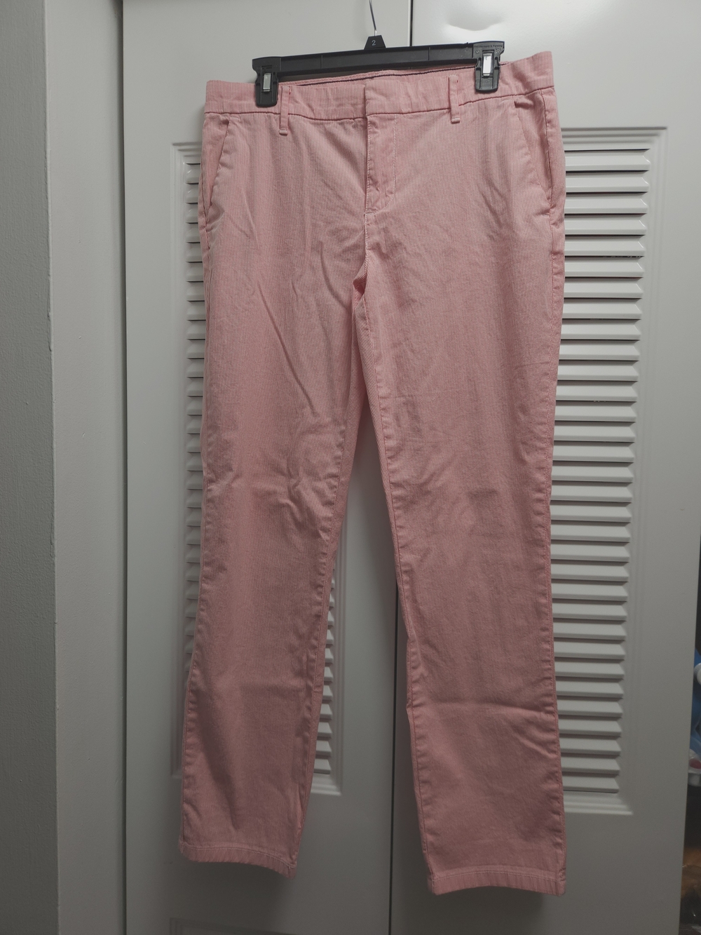 Tommy Hilfiger Red White Pinstripe Pants Size 8 Classic Preppy Stretch